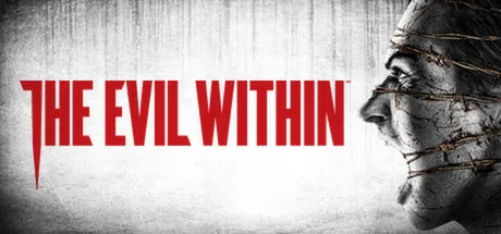 Заставка The Evil Within: название на красном фоне и лицо с зашитым ртом